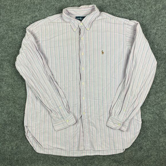 Ralph Lauren Dress Shirt Mens XXL Pink Striped Long Sleeve Button-Down Classic - Picture 1 of 8